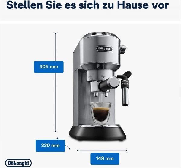 DeLonghi EC 685.M Dedica Style Siebträgermaschine Silber Matt 2 DeLonghi EC 685.M Dedica Style Siebträgermaschine Silber Matt – Bild 2