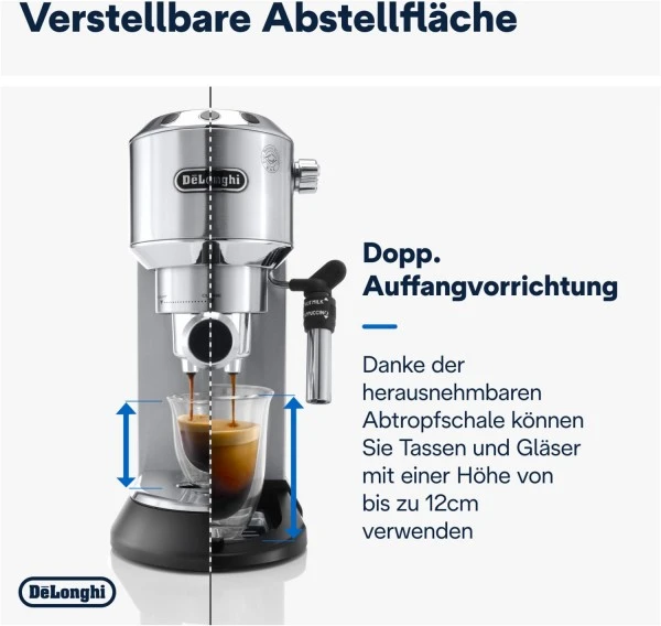 DeLonghi EC 685.M Dedica Style Siebträgermaschine Silber Matt 6 DeLonghi EC 685.M Dedica Style Siebträgermaschine Silber Matt – Bild 6