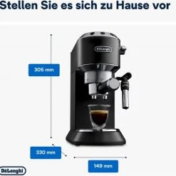 DeLonghi EC 685.BK Dedica Style Siebträgermaschine Schwarz Matt
